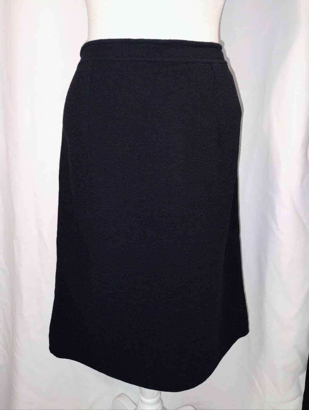 Oscar de la Renta Black Wool Pencil Skirt Sz 12 Back Zip Made in Italy